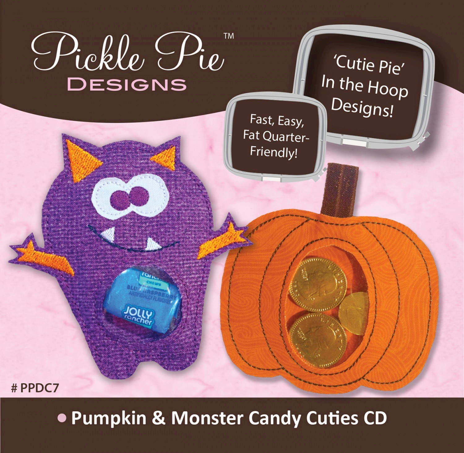 Pumpkin & Monster Candy Cuties Collection Embroidery Designs on CD-ROM by Pickle Pie Designs