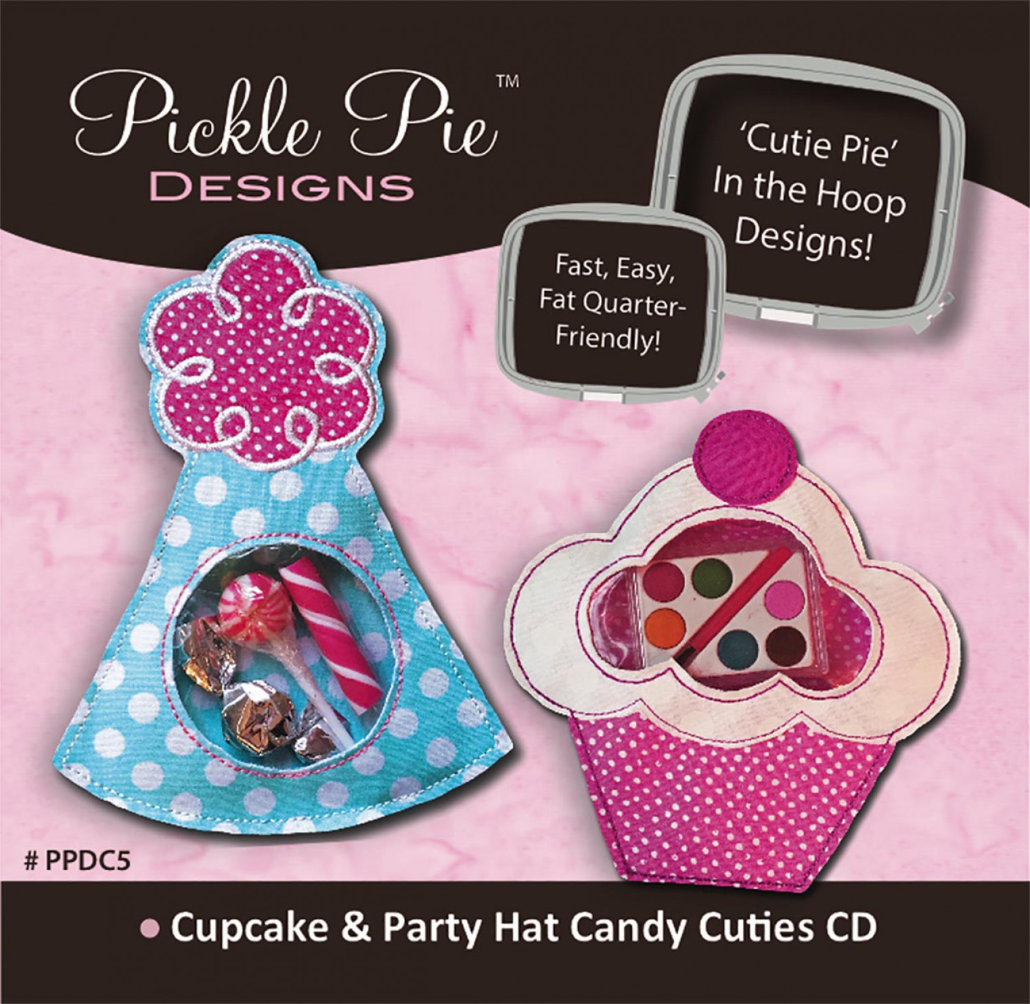 Cupcake & Party Hat Candy Cuties Collection Embroidery Designs on CD-ROM by Pickle Pie Designs