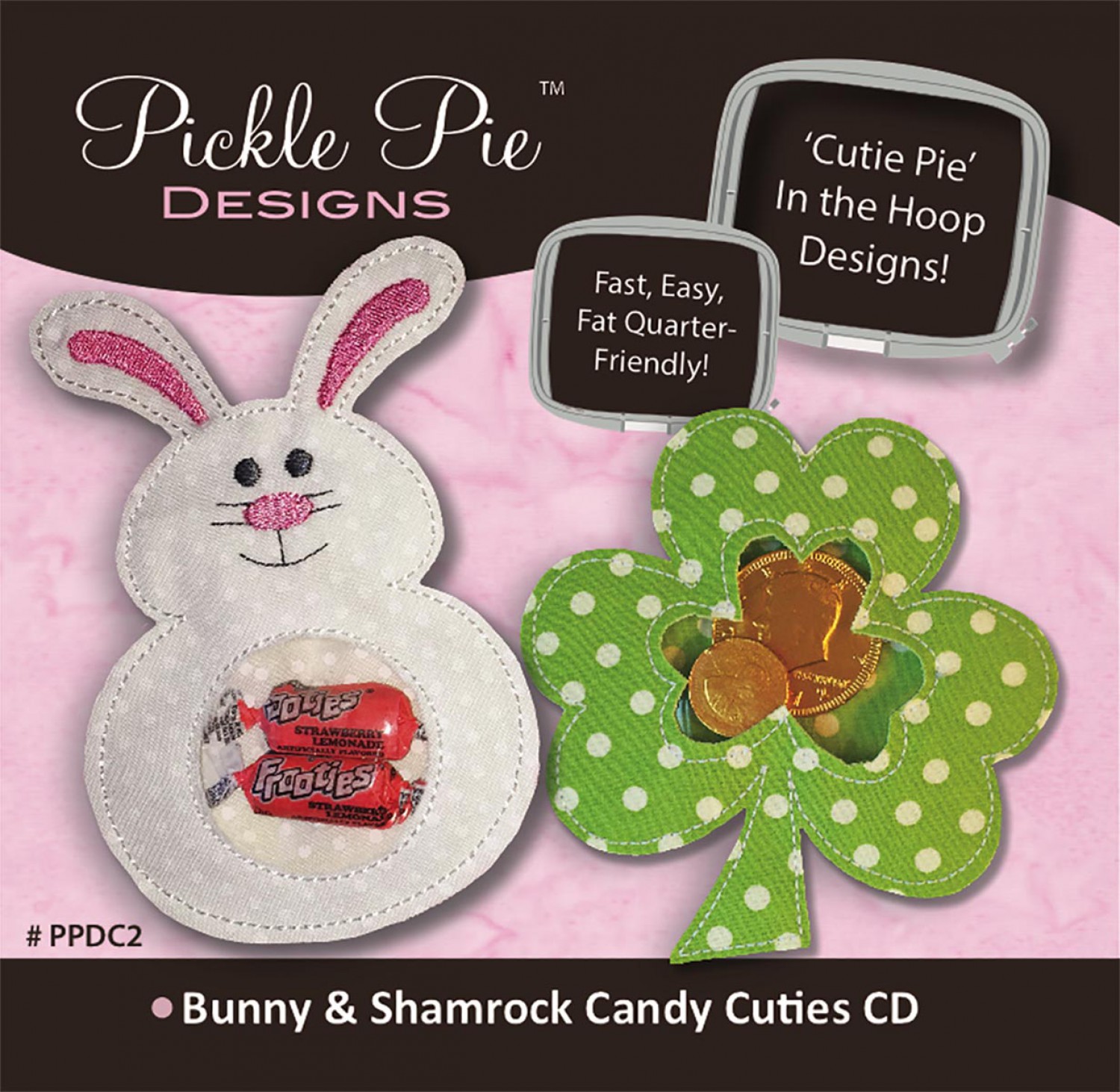 Bunny and Shamrock Candy Cuties Collection Embroidery Designs on CD-ROM by Pickle Pie Designs