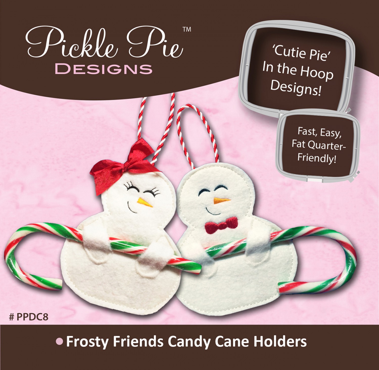 Frosty Friends Candy Cane Holders Collection Embroidery Designs on CD-ROM by Pickle Pie Designs