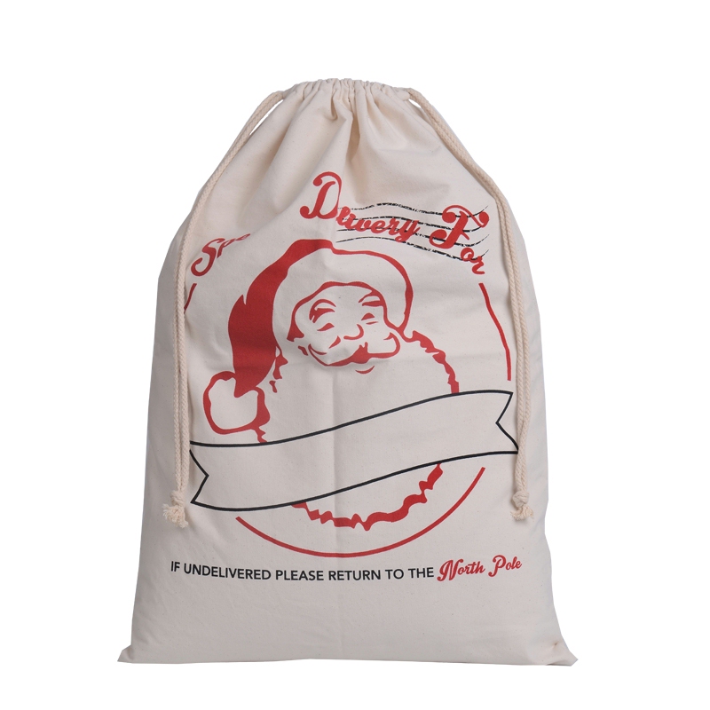 Natural Canvas Christmas Drawstring Gift Bag - Special Santa Delivery - CLOSEOUT