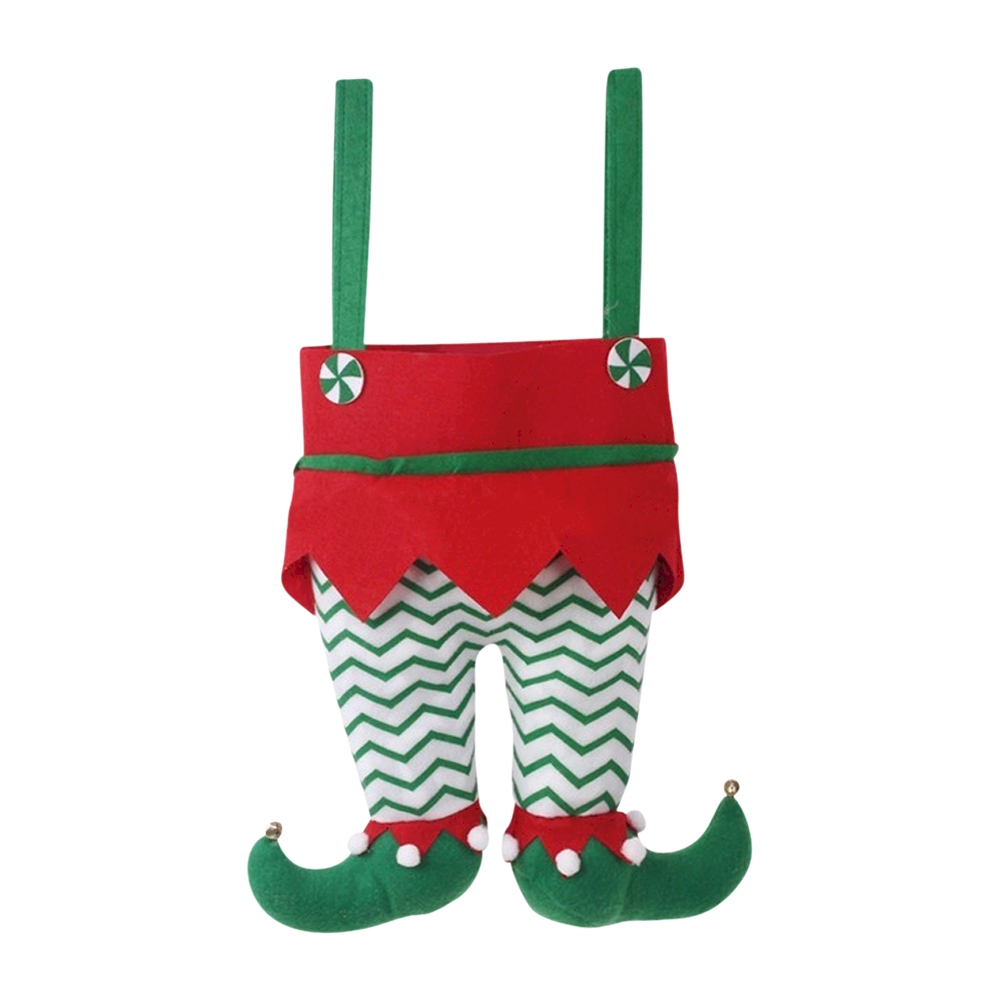 Christmas Elf Pants Stocking - GREEN CHEVRON PANTS - CLOSEOUT