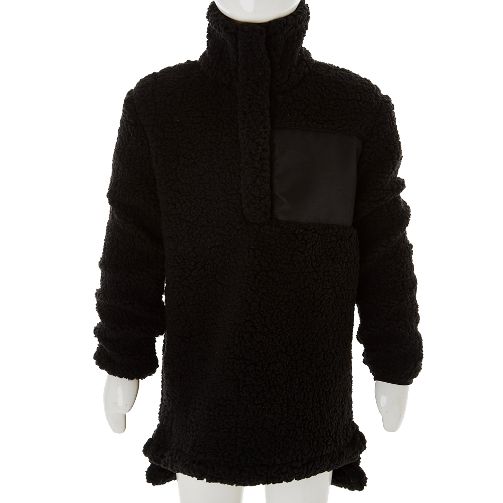 Kid's Warm & Cozy Sherpa Pullover - BLACK - CLOSEOUT