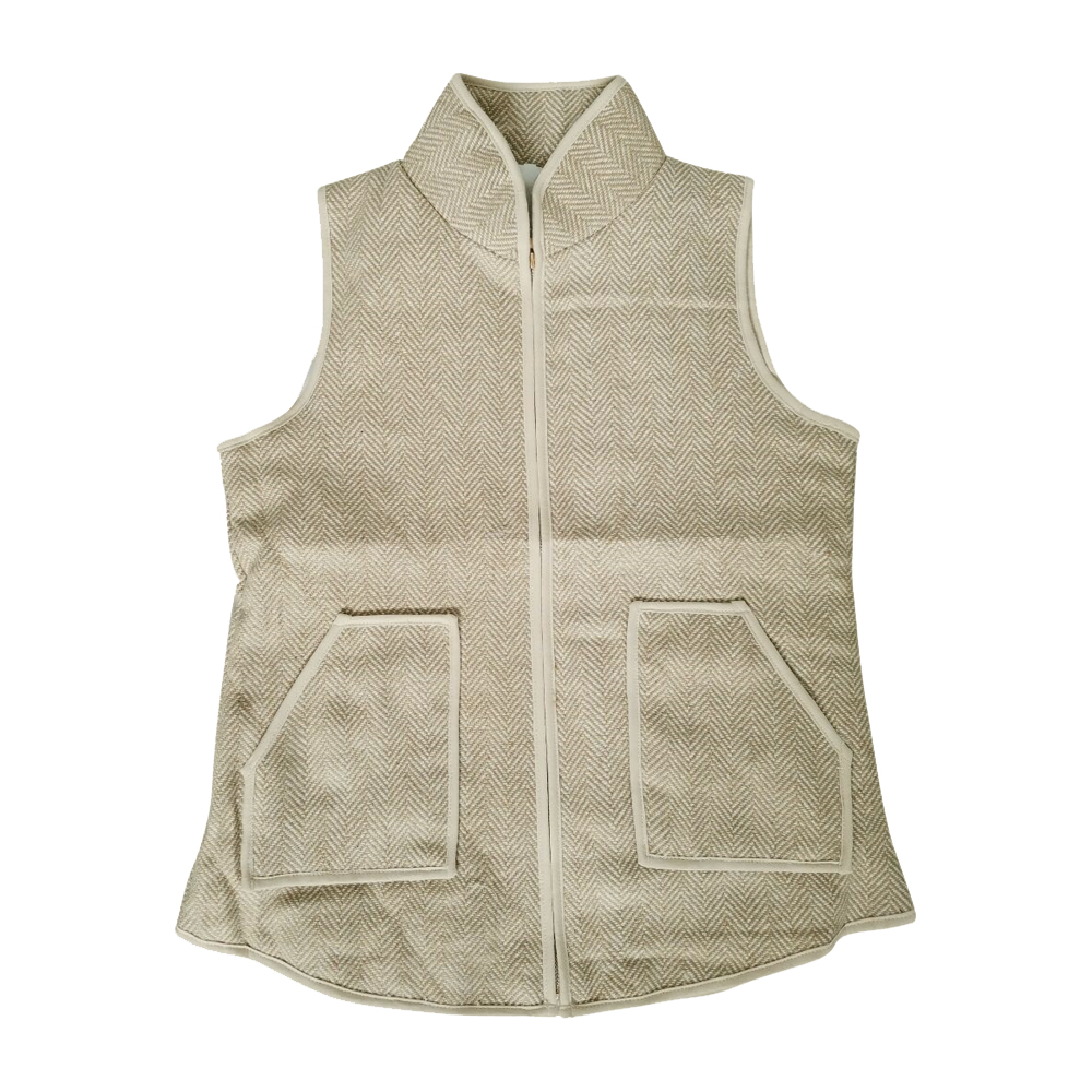 Soft & Luxurious Herringbone Tweed Vest - TAN - CLOSEOUT