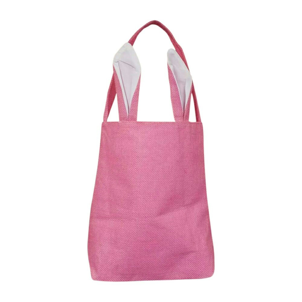 Bright Burlap Bunny Ear Easter Tote - PINK - CLOSEOUT