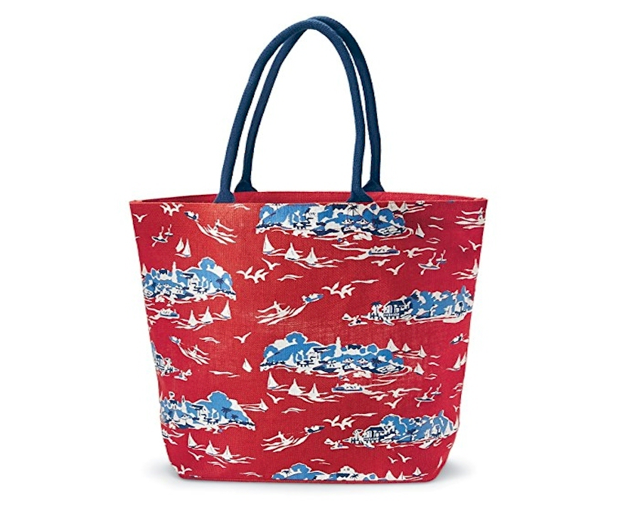 Oversized Sailboat Toile Tote - RED - CLOSEOUT