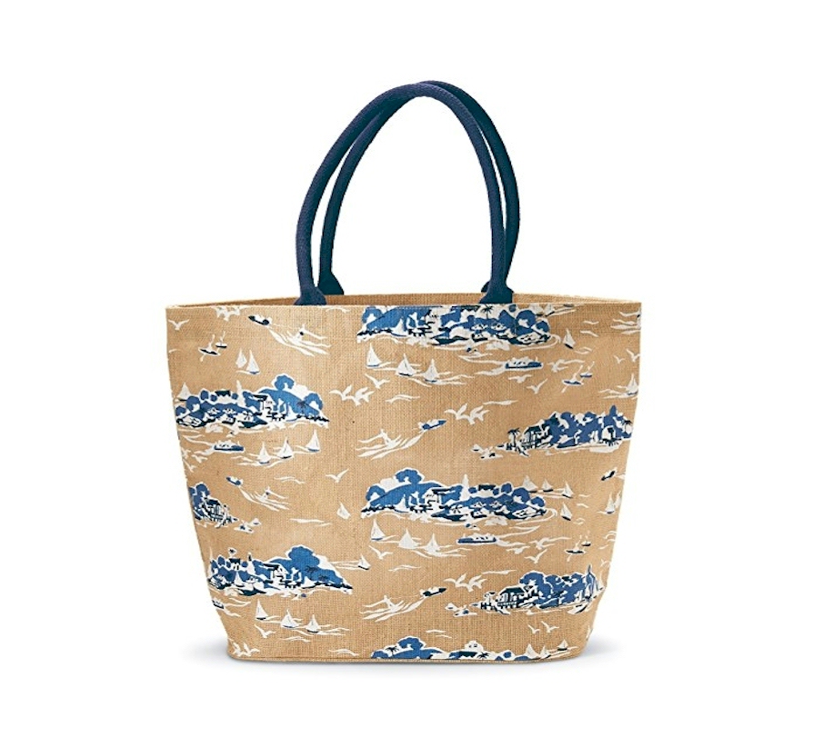 Oversized Sailboat Toile Tote - NATURAL - CLOSEOUT