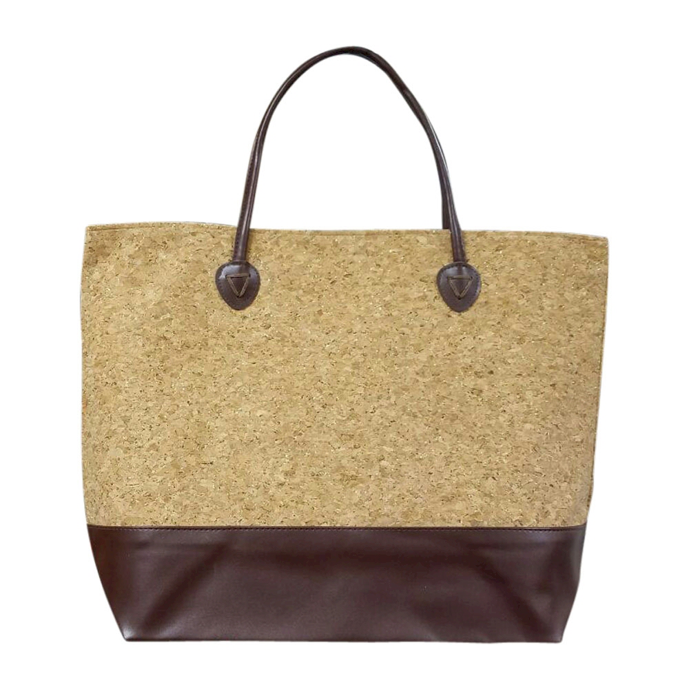 Oversized Faux Leather & Glitter Cork Purse - BROWN - CLOSEOUT