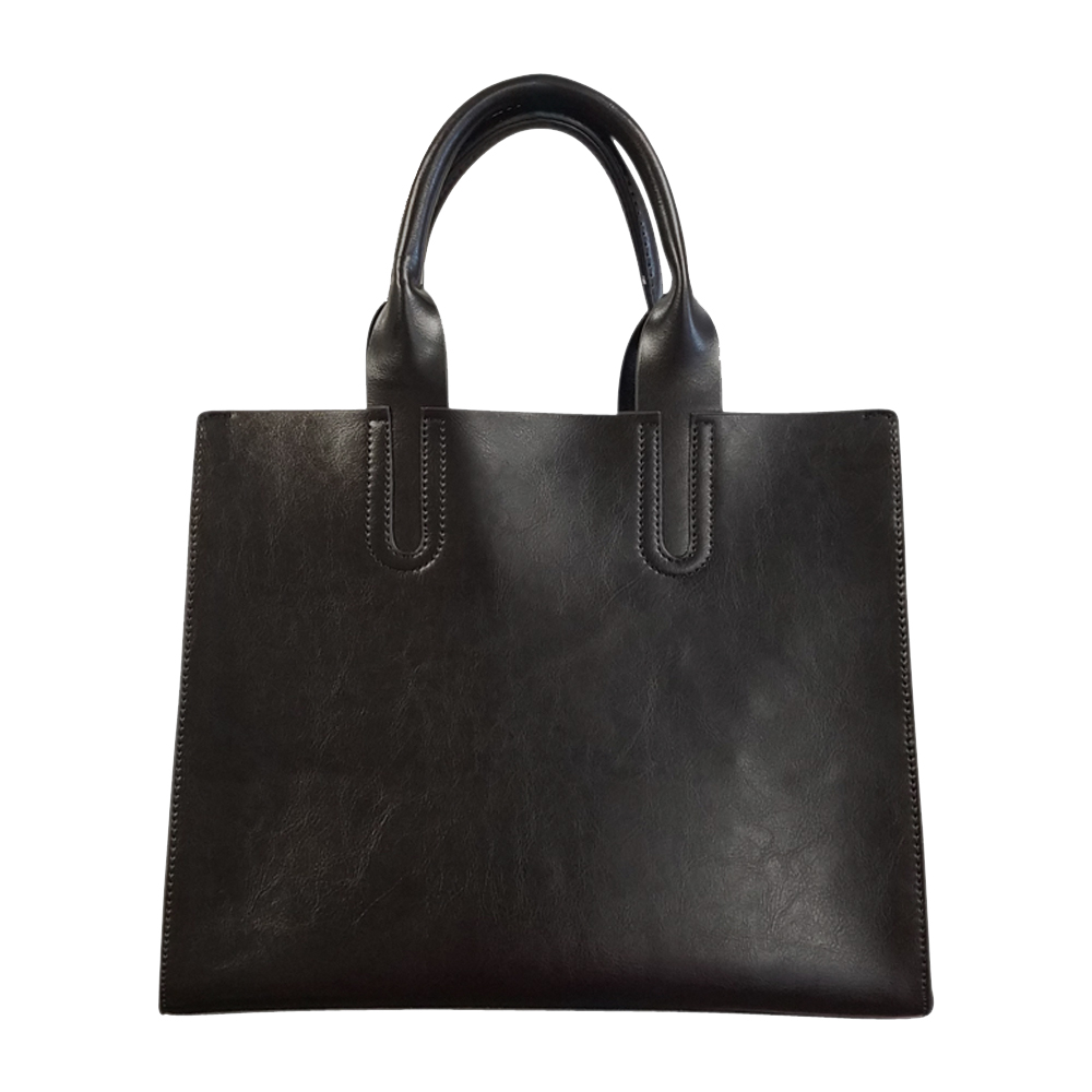 Luxurious Square Faux Leather Handbag Purse - BLACK - CLOSEOUT