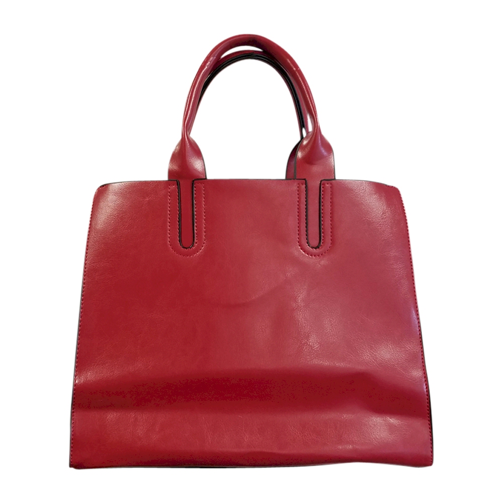 Luxurious Square Faux Leather Handbag Purse - RED - CLOSEOUT