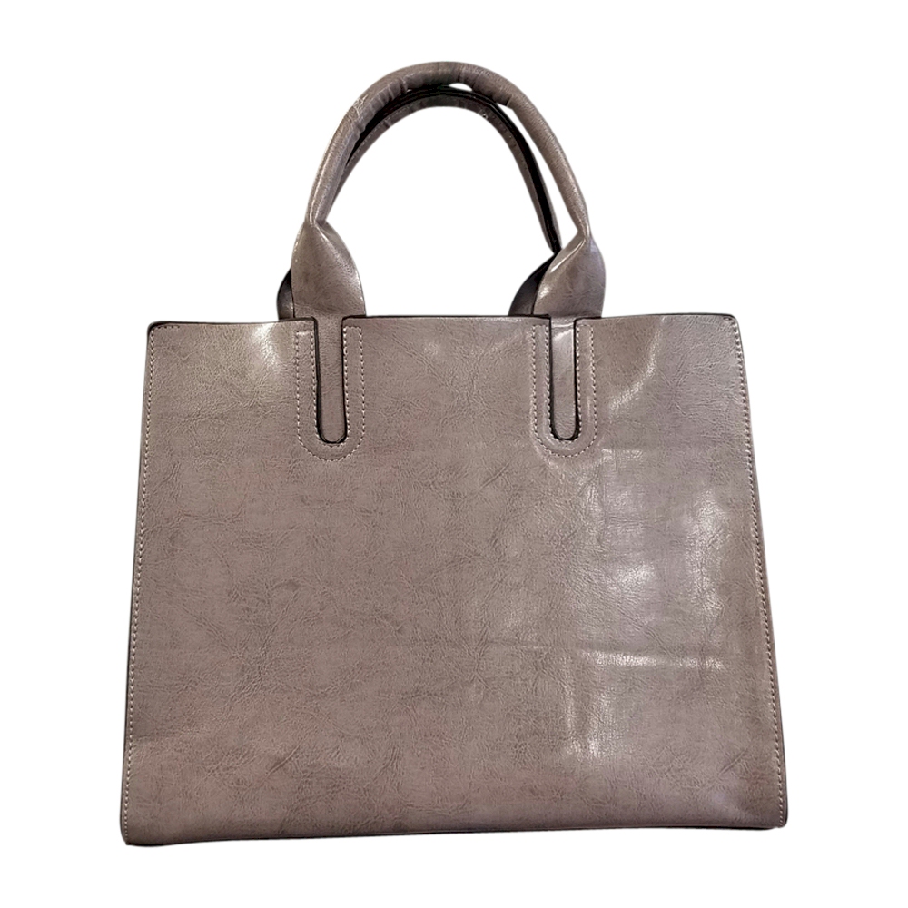 Luxurious Square Faux Leather Handbag Purse - GRAY - CLOSEOUT