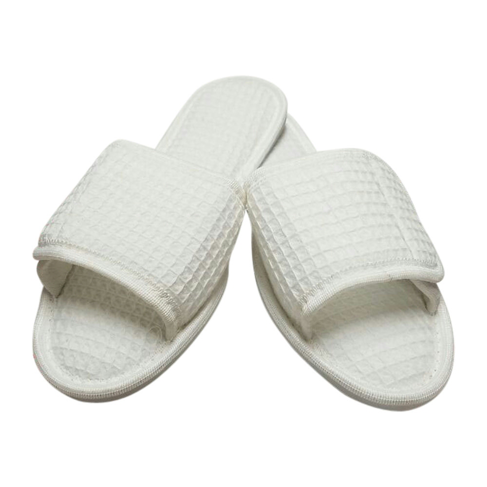 EasyStitch Cotton Waffle Spa Slippers  - WHITE - CLOSEOUT