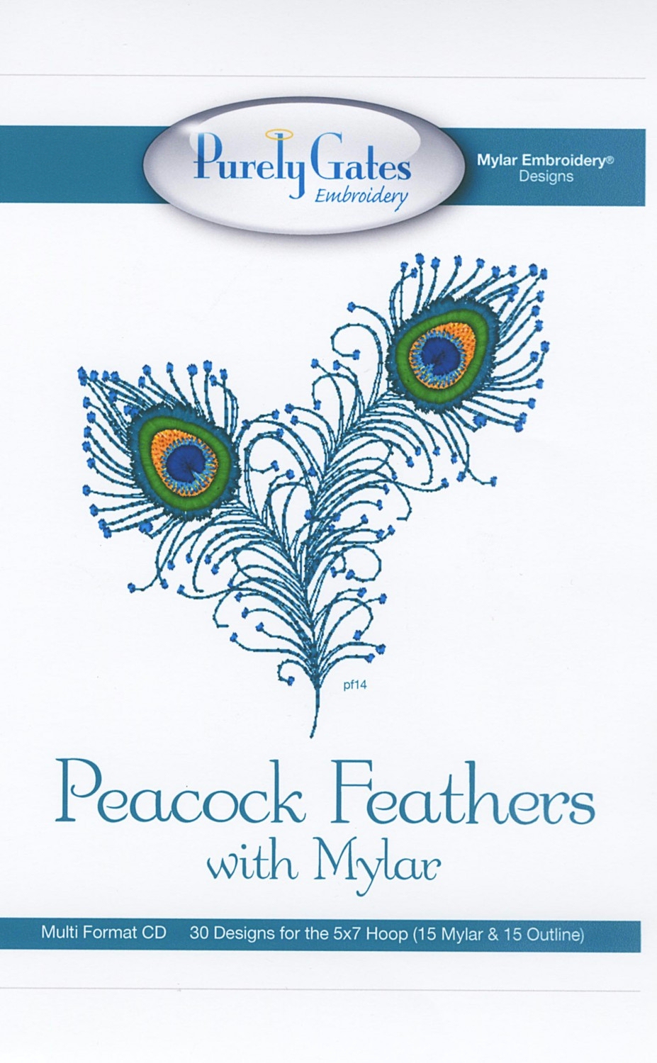 Peacock Feathers with Mylar Embroidery Designs by Purely Gates Embroidery