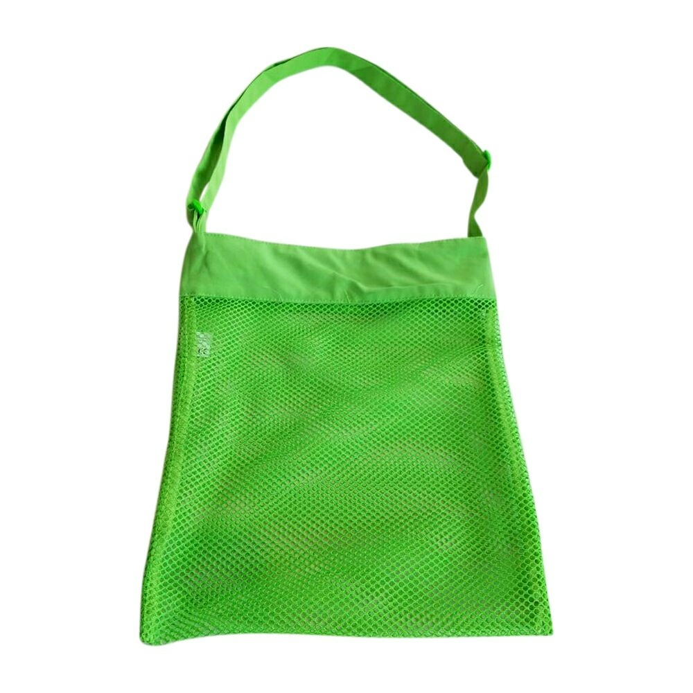 Sea Shell & Pool Toy Mesh Tote With Adjustable Strap - LIME - CLOSEOUT