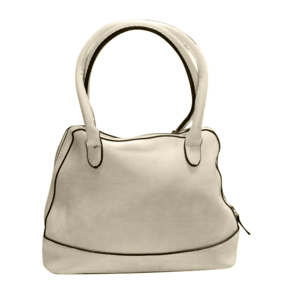 Luxurious Shell Faux Leather Handbag Purse - CREAM - CLOSEOUT