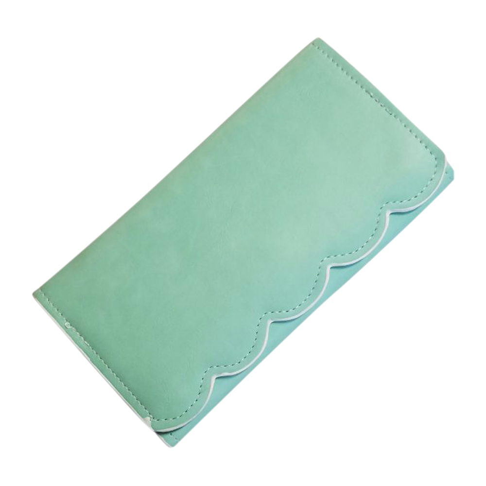 Scalloped Faux Leather Tri-Fold Wallet Embroidery Blank - MINT