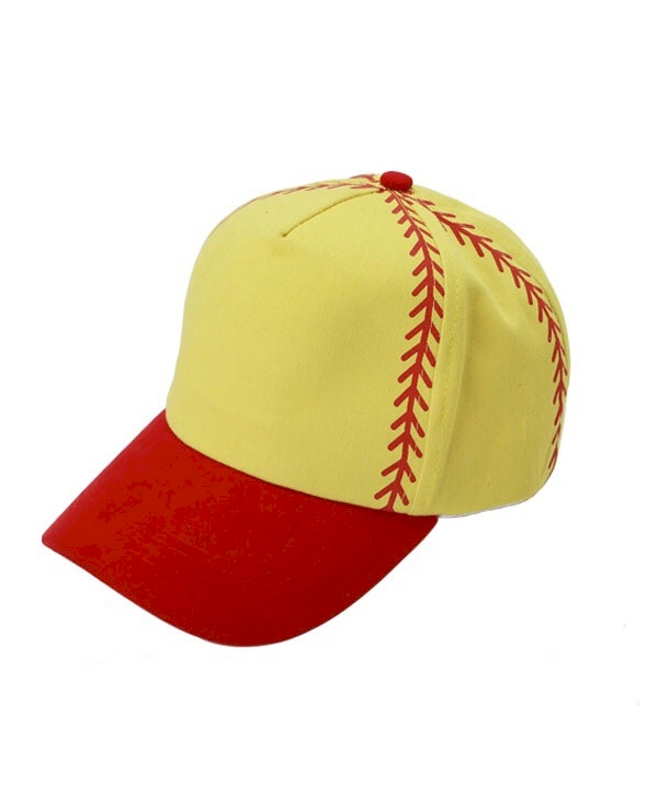 Softball Structured 6 Panel Baseball Hat - RED - CLOSEOUT
