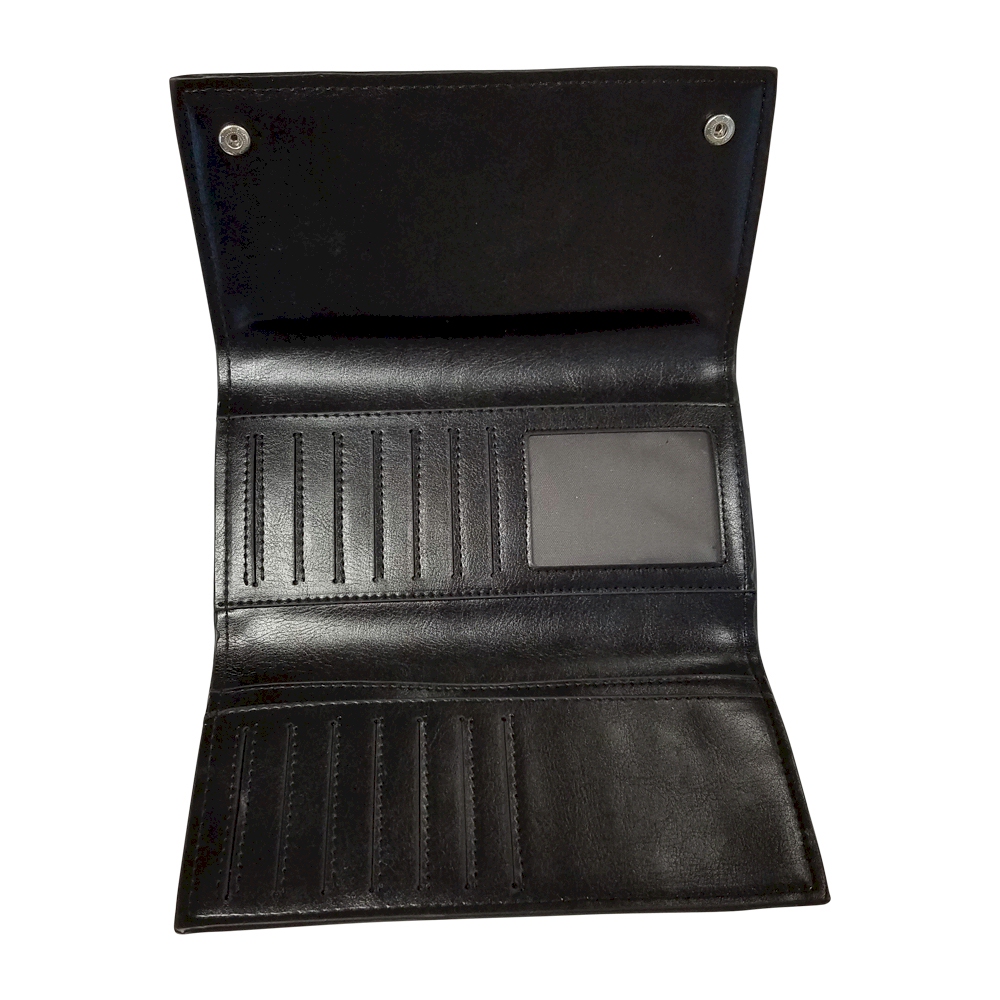 Luxurious Faux Leather Tri-Fold Wallet Embroidery Blank - BLACK - CLOSEOUT