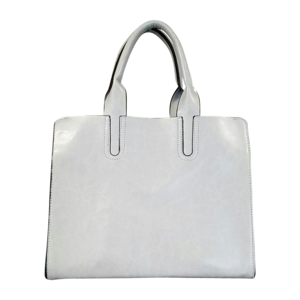 Luxurious Square Faux Leather Handbag Purse - LIGHT GRAY - CLOSEOUT