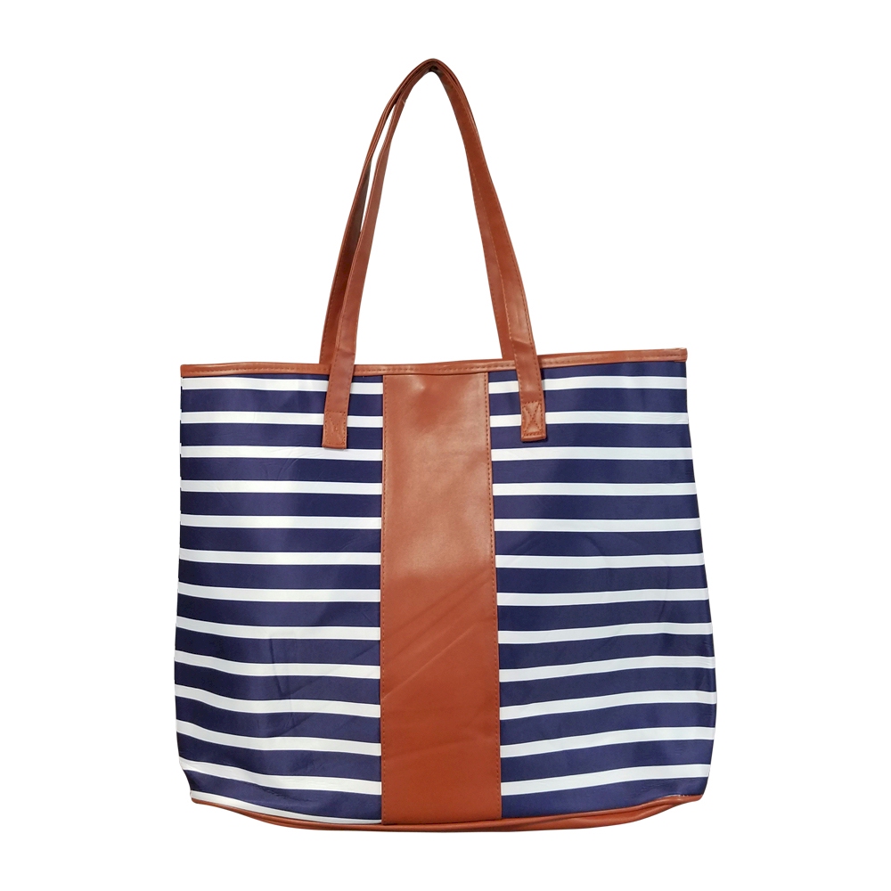 Premium Oversized Stripe Tote Bag Embroidery Blanks - NAVY