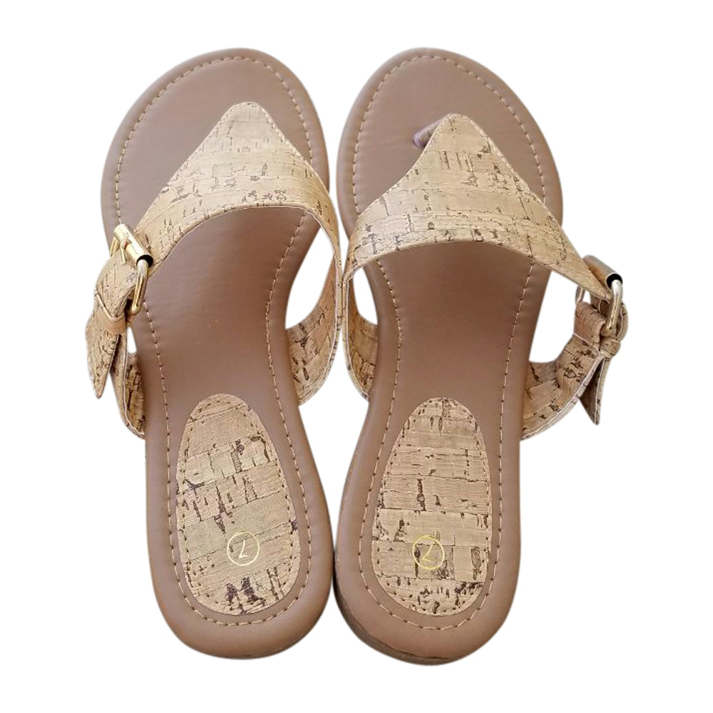 The Coral Palms® EasyStitch Classic T-Strap Sandals - CORK - CLOSEOUT