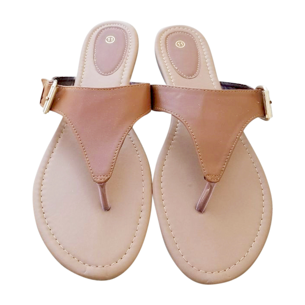 The Coral PalmsÂ® EasyStitch Classic T-Strap Sandals - BROWN - CLOSEOUT