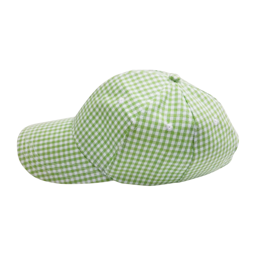 The Coral Palms® Gingham Unstructured 6 Panel Baseball Hat - LIME - CLOSEOUT