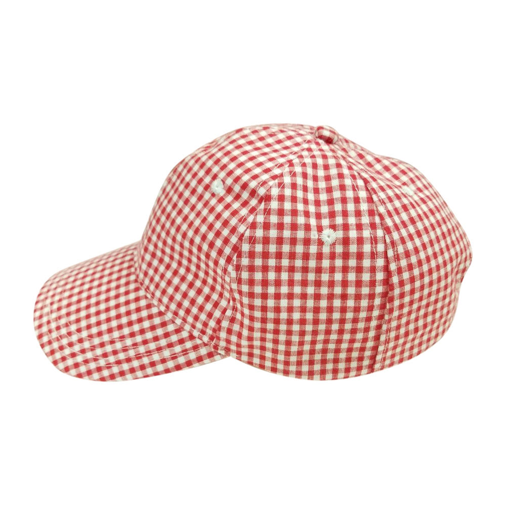 The Coral Palms® Gingham Unstructured 6 Panel Baseball Hat - RED - CLOSEOUT