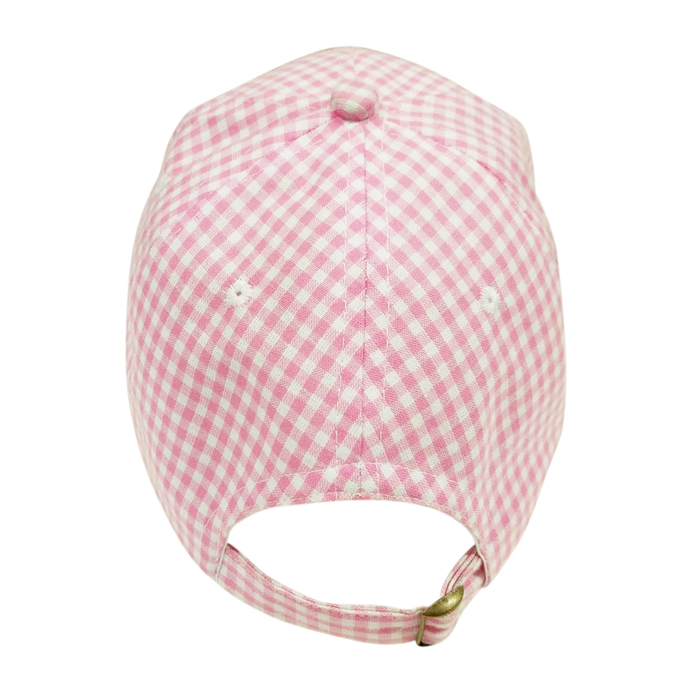 The Coral Palms® Gingham Unstructured 6 Panel Baseball Hat - PINK - CLOSEOUT
