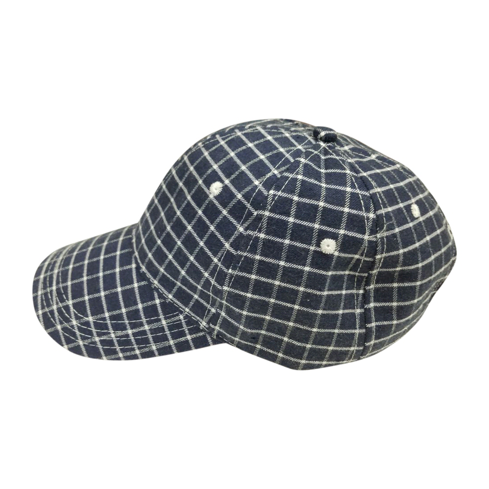 The Coral Palms® Jumbo Plaid Unstructured 6 Panel Baseball Hat - NAVY - CLOSEOUT