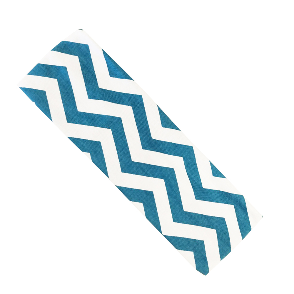 The Coral Palms® Stretch Headband in Chevron Print - AQUA/WHITE - CLOSEOUT