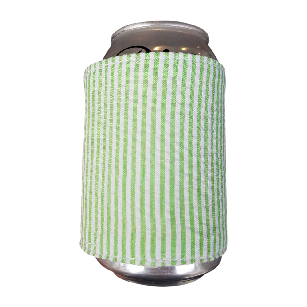 The Coral Palms® Reversible Seersucker & Jute 12oz Velcro Can Wrap - LIME - CLOSEOUT