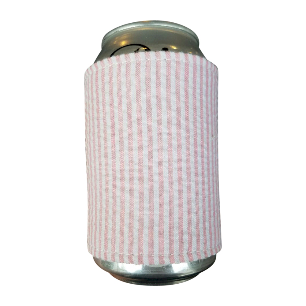 The Coral Palms® Reversible Seersucker & Jute 12oz Velcro Can Wrap - LIGHT PINK - CLOSEOUT
