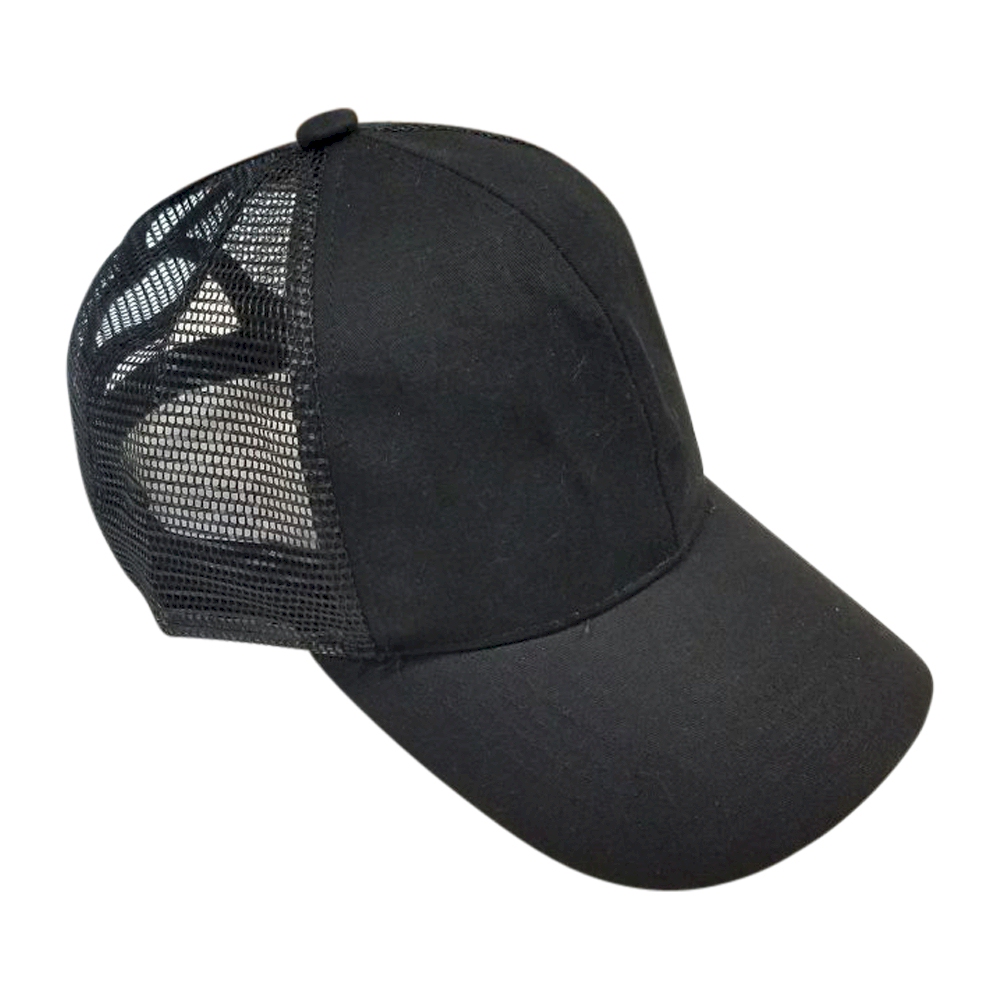 The Coral Palms® Ponytail Trucker Cap - BLACK - CLOSEOUT