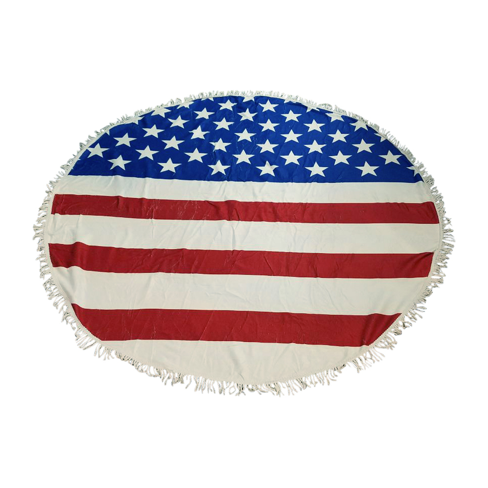 American Flag Print 60" Round Fringed Beach Towel - CLOSEOUT