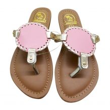 The Coral Palms® Kids EasyStitch Medallion Sandals - PINK/GOLD TRIM