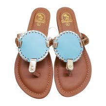 The Coral Palms® Kids EasyStitch Medallion Sandals - AQUA/GOLD TRIM - CLOSEOUT