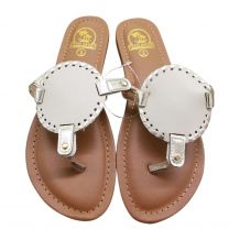 The Coral Palms® Kids EasyStitch Medallion Sandals - TAN/GOLD TRIM - CLOSEOUT