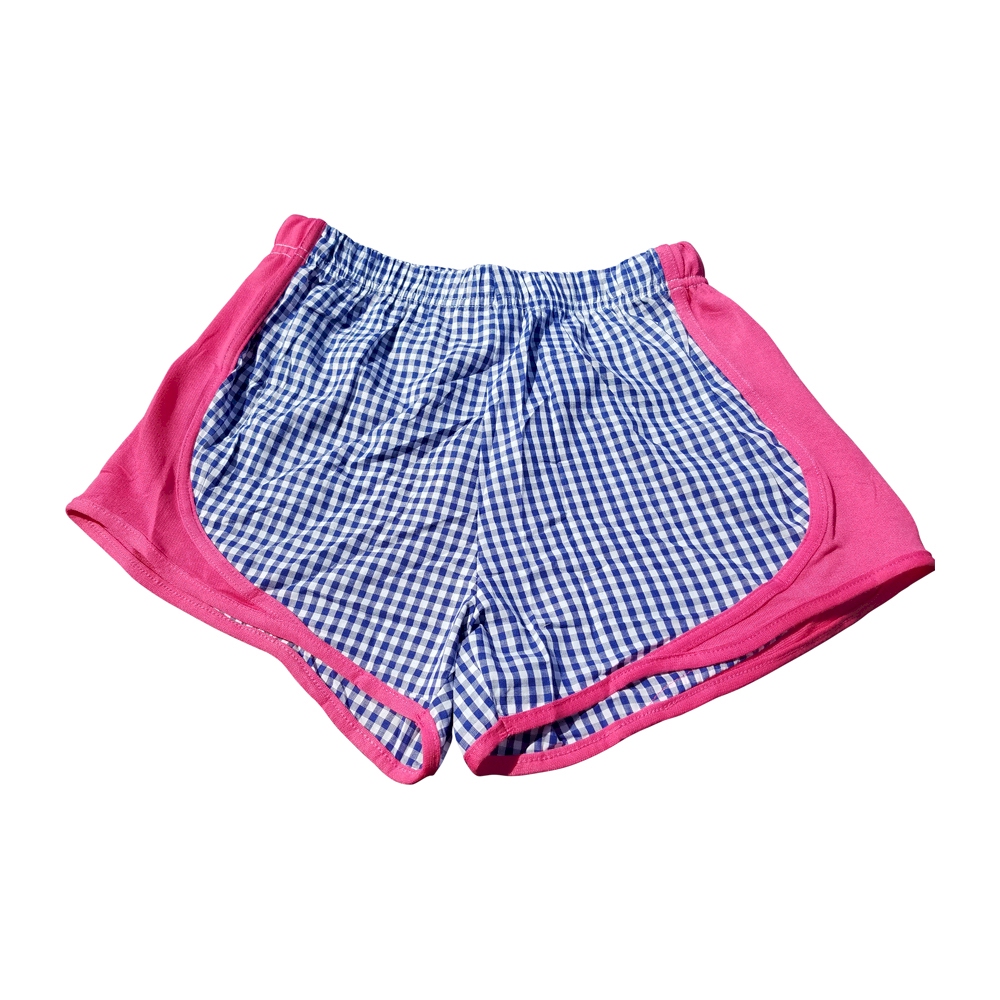 The Coral Palms® Gingham Fashion Athletic Shorts - NAVY/HOT PINK - CLOSEOUT