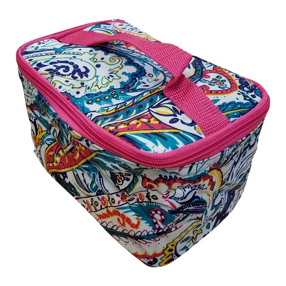 Paisley Print Cosmetic Bag Embroidery Blanks - HOT PINK TRIM - CLOSEOUT