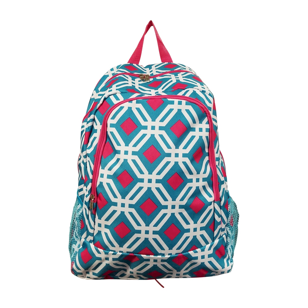 Graphic Print Backpack Embroidery Blanks - TURQUIOISE/HOT PINK TRIM - CLOSEOUT