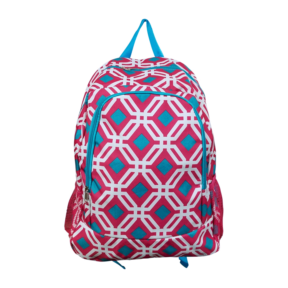 Graphic Print Backpack Embroidery Blanks - PINK/TURQUOISE TRIM - CLOSEOUT