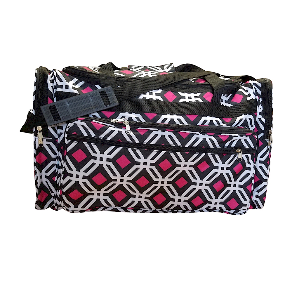 Graphic Print Large Duffel Bag Embroidery Blanks - BLACK TRIM - CLOSEOUT