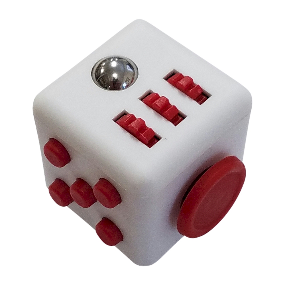 red and white fidget cube