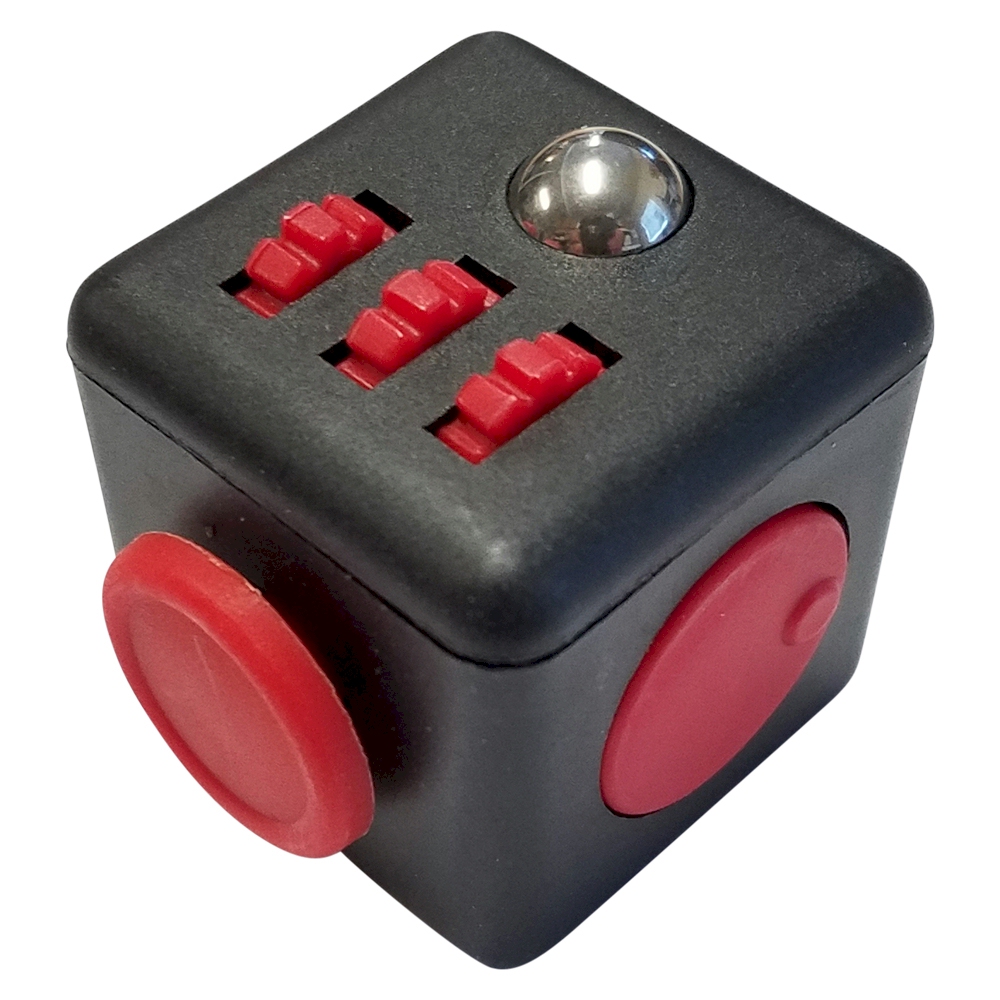 red and white fidget cube