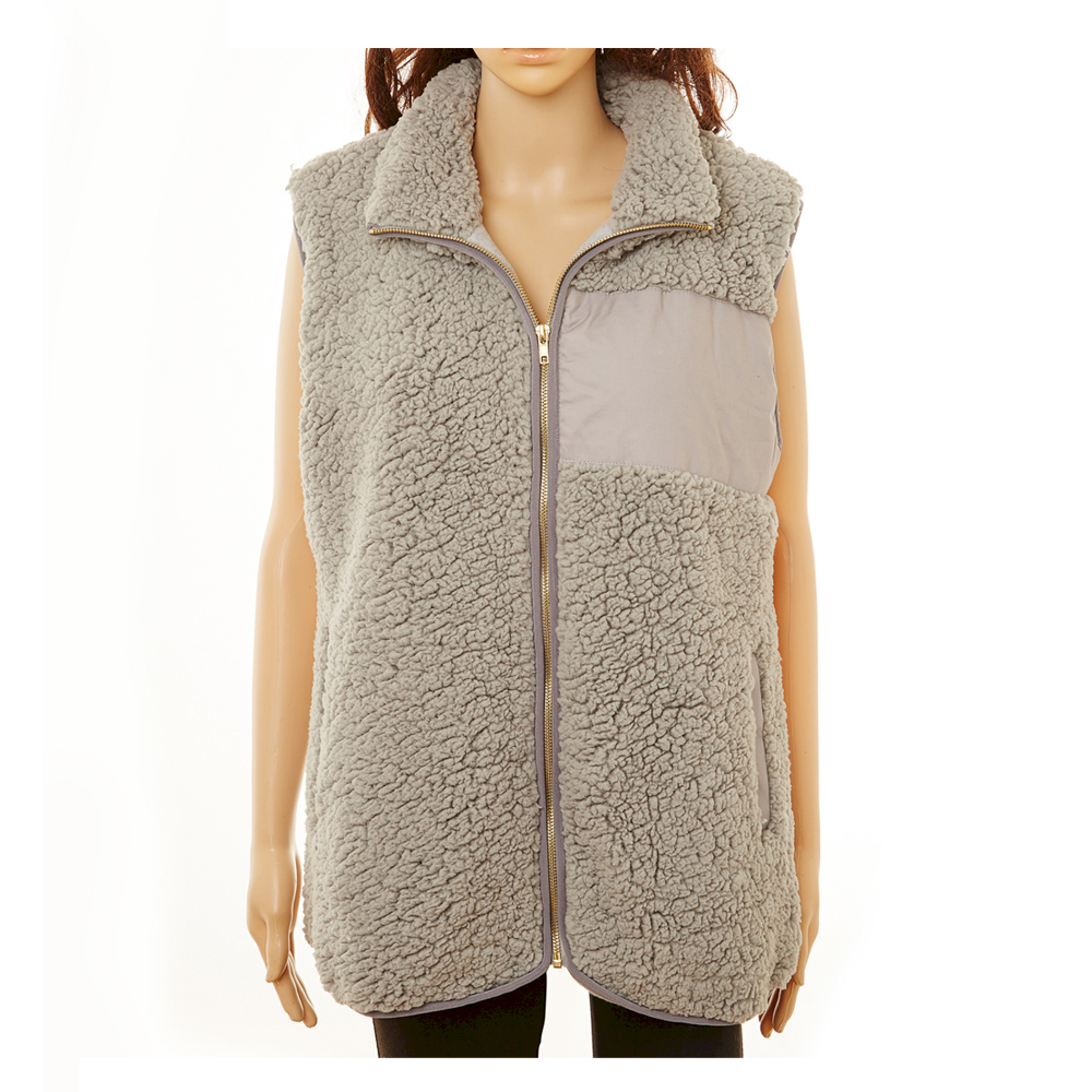 The Coral Palms® Fleece-Lined Sherpa Vest - GRAY - CLOSEOUT