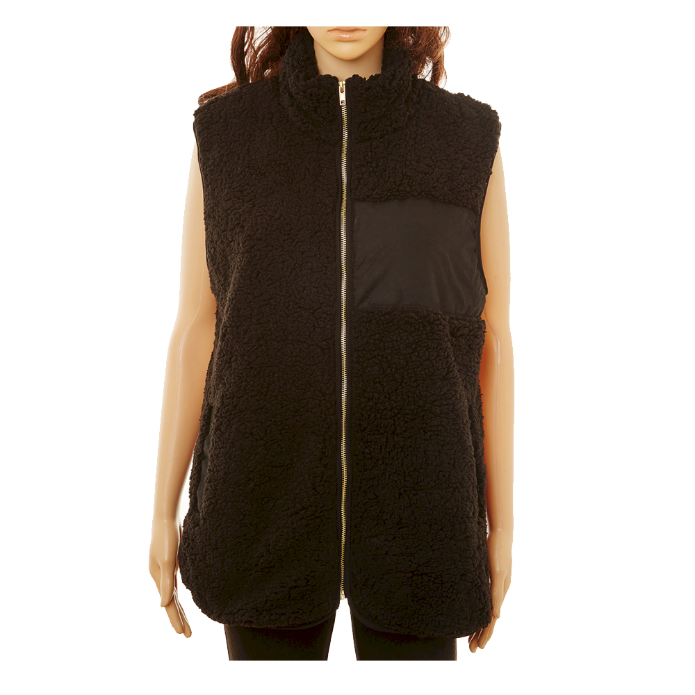 The Coral Palms® Fleece-Lined Sherpa Vest - BLACK - CLOSEOUT