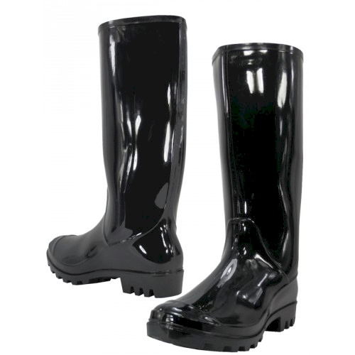13.5" Women's Rain Boots - BLACK - CLOSEOUT