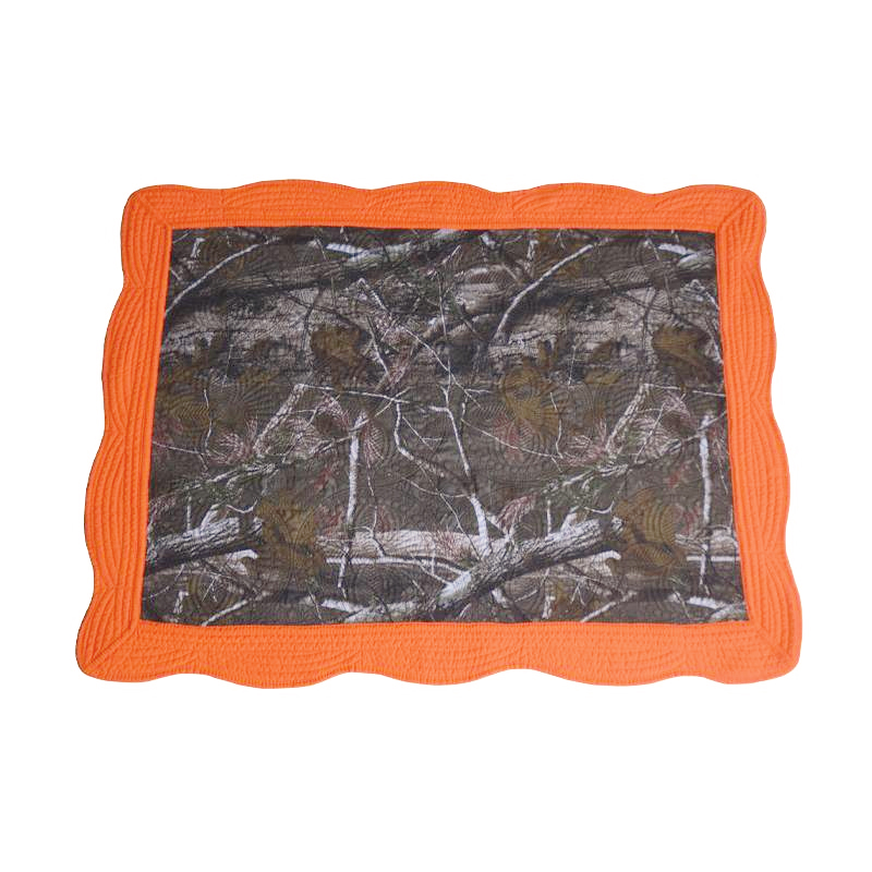 The Coral Palms® Quilted Heirloom Baby Quilt - CAMO/ORANGE TRIM