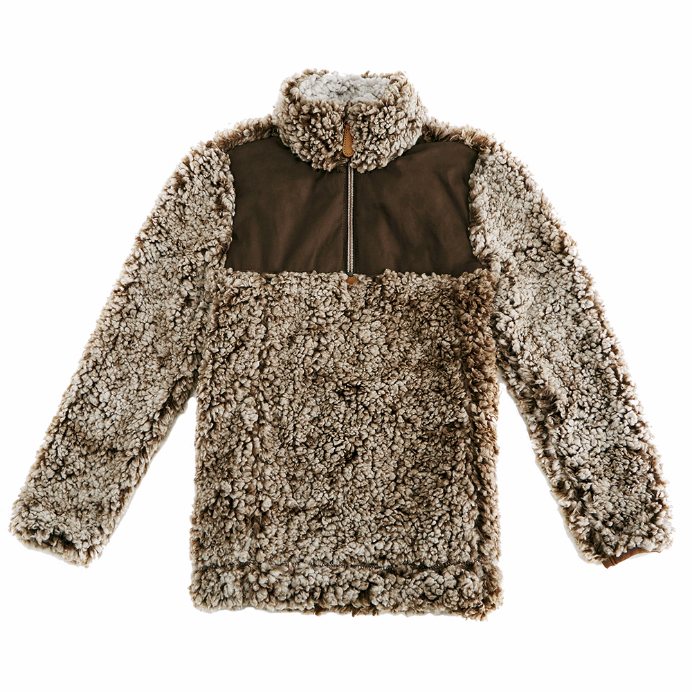 The Coral Palms® Frosted Quarter-Zip Sherpa Pullover - BROWN - CLOSEOUT
